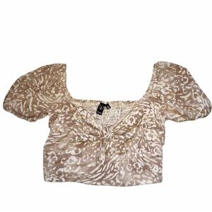 Windsor Spotted You Tie-Front Cheeta Print Crop Top Size Large